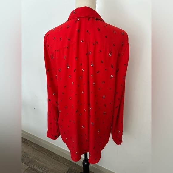 Reitman’s XL Red Button-Up Blouse with Floral Print - Picture 4 of 8